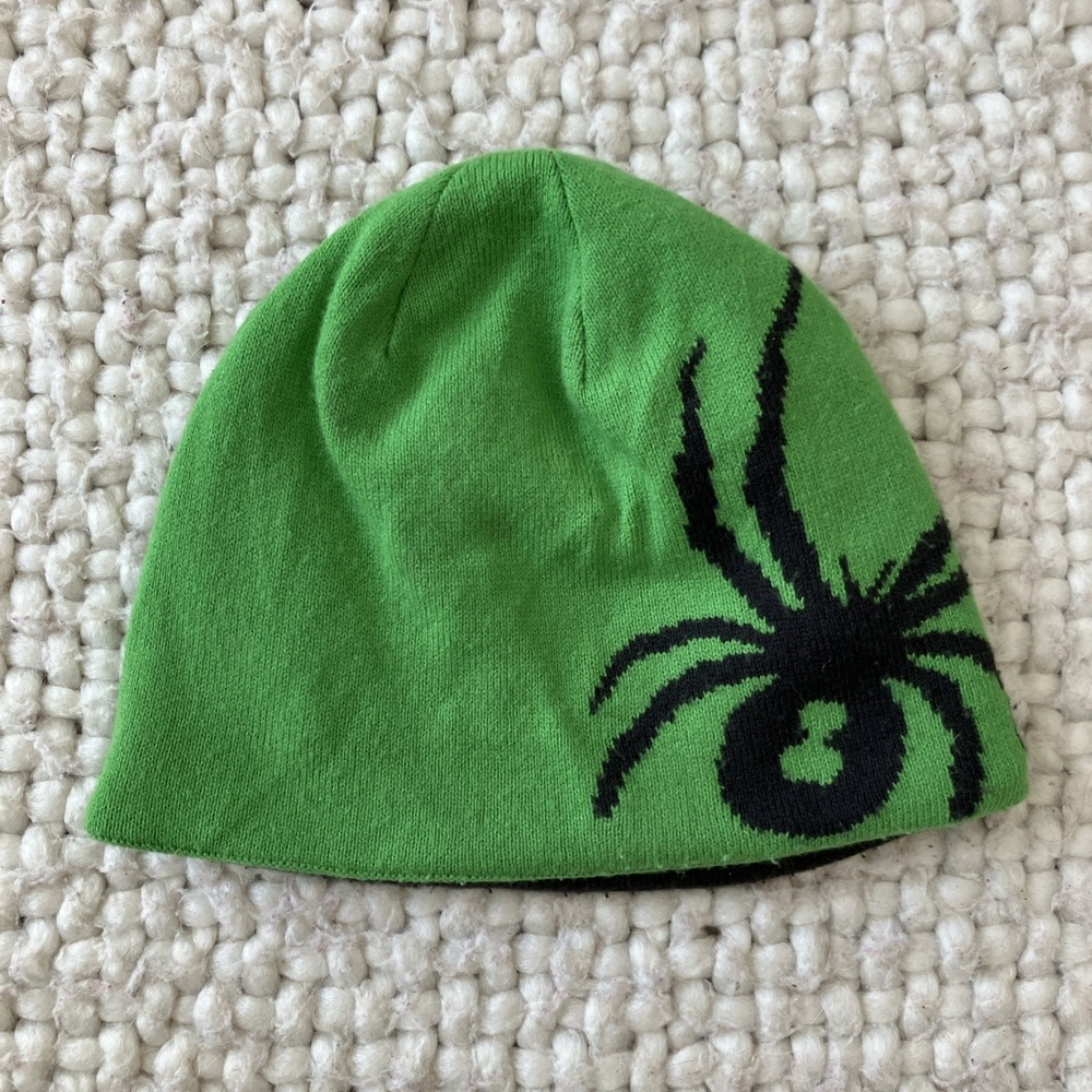 Spyder Y2K Spiderweb‎ Spider Reversible Double Side Beanie Hat Outdoor Gorpcore